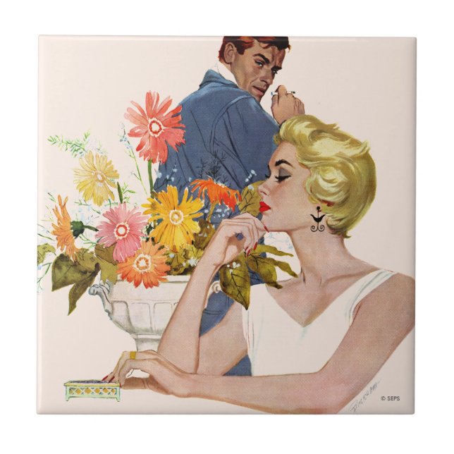 Azulejo De Cerâmica Discussão do aniversário (Frente)