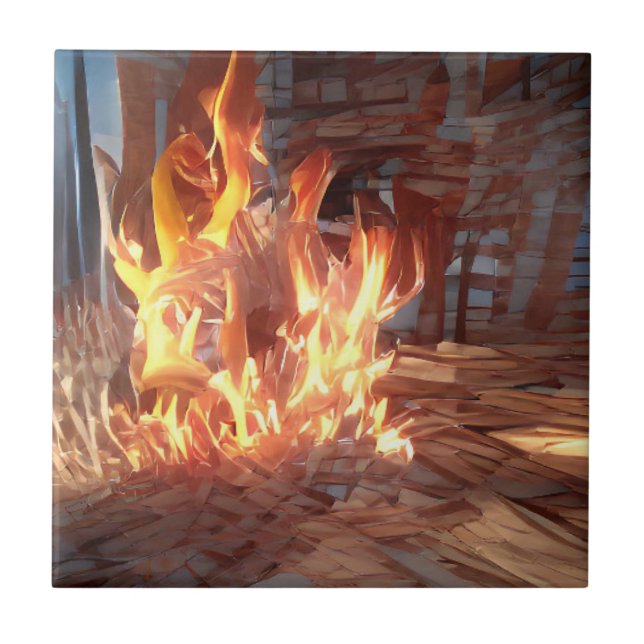 Azulejo De Cerâmica Disparos de fogo alegremente em outra arte mundial (Frente)