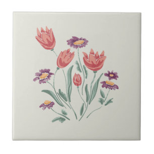 Azulejo De Cerâmica Disposição Floral Delicada do Buquê de Flor