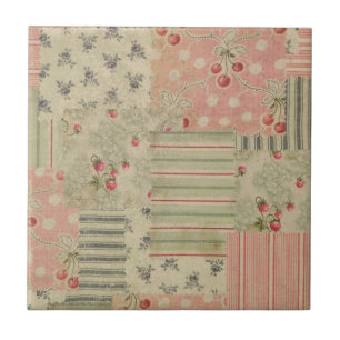 Azulejo De Cerâmica Dissociação Floral de Cherry do Chique Vintage
