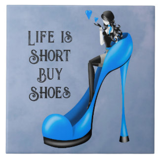 Azulejo De Cerâmica Diva da Moda em Stiletto Azul