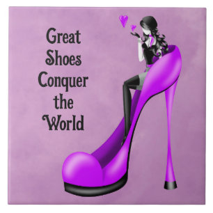 Azulejo De Cerâmica Diva da Moda em Stiletto Roxo
