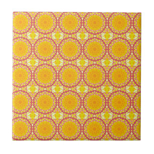 Azulejo De Cerâmica Divertido com laranja e vermelho