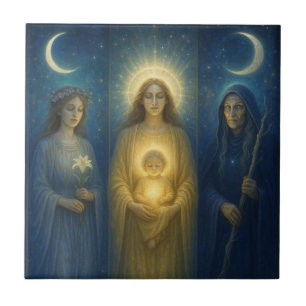 Azulejo De Cerâmica Divine Feminine Triptych