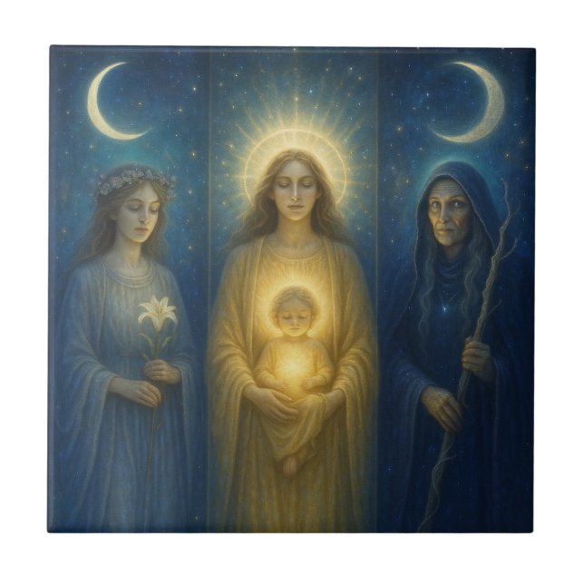 Azulejo De Cerâmica Divine Feminine Triptych (Frente)