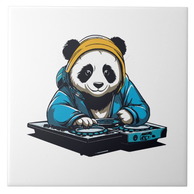 Azulejo De Cerâmica DJ Kawaii Panda (Frente)