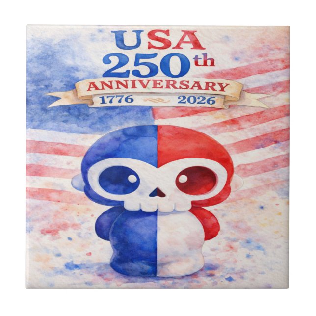 Azulejo de Cerâmica do 250º Aniversário dos EUA (Frente)