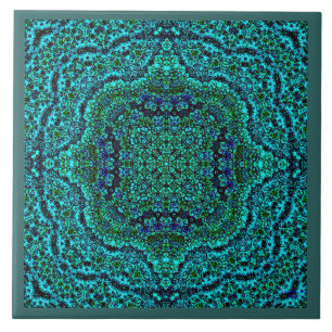 Azulejo De Cerâmica Do "azulejo da mandala da jóia de Geo Aqua"