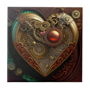 Azulejo de Cerâmica do Coração Steampunk