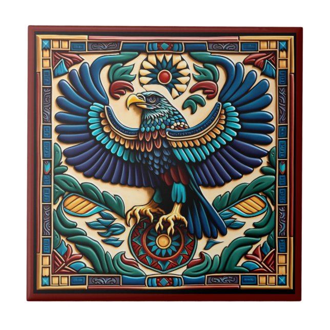 Azulejo de cerâmica do estilo huichol mexicano eag (Frente)