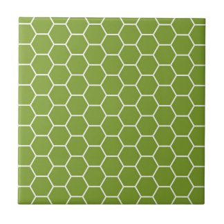 Azulejo De Cerâmica Do hexágono verde do favo de mel do abacate teste