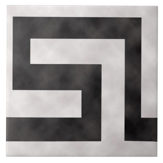 Azulejo De Cerâmica ~ do meandro preto e branco (Frente)