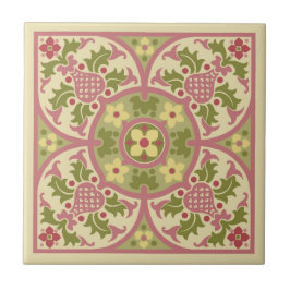 Azulejo de cerâmica do Medalhão Floral de Revival