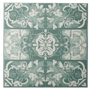 Azulejo de cerâmica do Mediterrâneo Verde e Branco