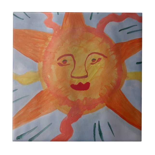 Azulejo de Cerâmica do Sol Ardente (Frente)