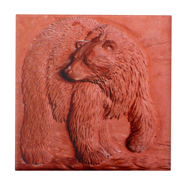 Azulejo De Cerâmica Do "urso Terracotta" por Carter L. Shepard " (Frente)