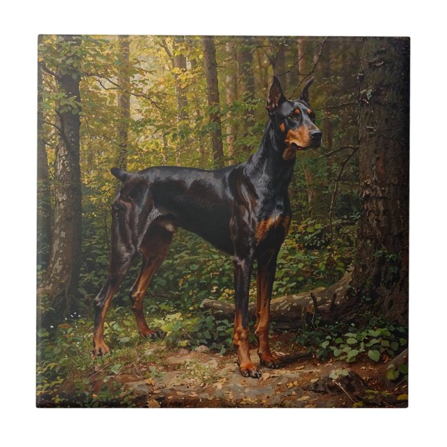 Azulejo De Cerâmica Doberman Pinscher (Frente)