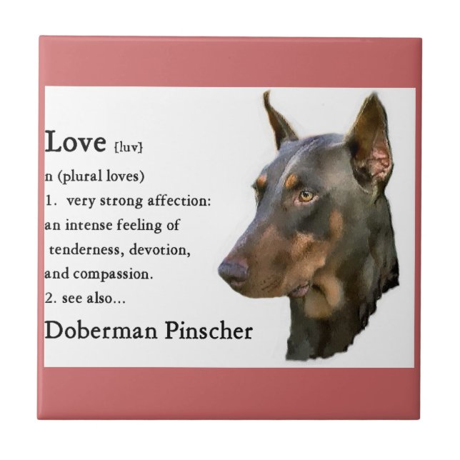 Azulejo De Cerâmica Doberman Pinscher Art Love É... (Frente)