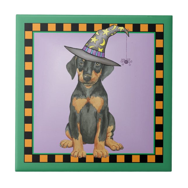 Azulejo De Cerâmica Doberman Witch (Frente)