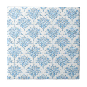 Azulejo De Cerâmica Doce Azul e Branco Padrão Damasco