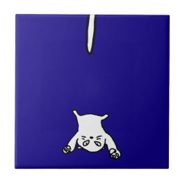 Azulejo De Cerâmica Dodó de Gato Bonito e Engraçado em Azul