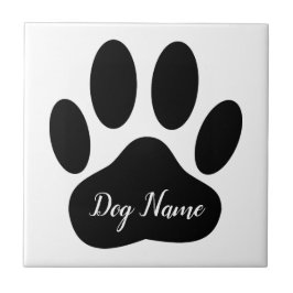 Azulejo De Cerâmica Dog Paw Print With Custom Name Canine
