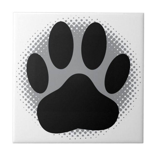 Azulejo De Cerâmica Dog Pawprint Square Custom (Frente)