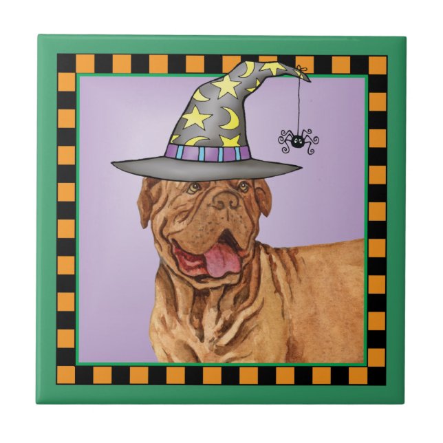 Azulejo De Cerâmica Dogue de Bordeaux Witch (Frente)