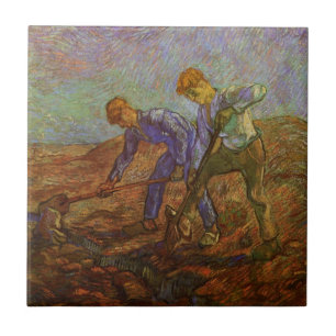 Azulejo De Cerâmica Dois Camponeses Cavando por Vincent van Gogh