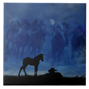 Azulejo De Cerâmica Dois Cavalos de Corrida Cruzados Fotos de Azulejo 
