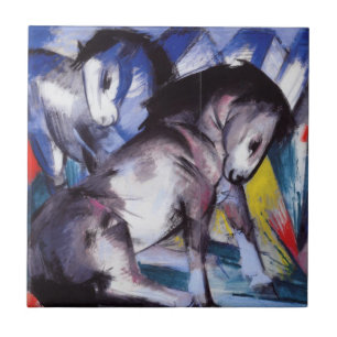 Azulejo De Cerâmica Dois cavalos (por Franz Marc)