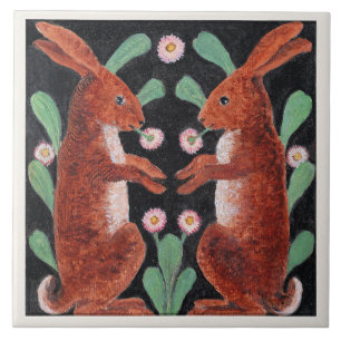 Azulejo De Cerâmica Dois Coelhos por William Bell Scott