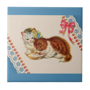 Azulejo De Cerâmica dois gatinhos adoráveis impressão