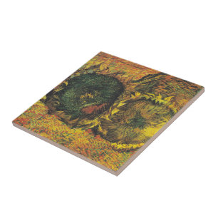Azulejo De Cerâmica Dois girassóis cortados por Vincent van Gogh