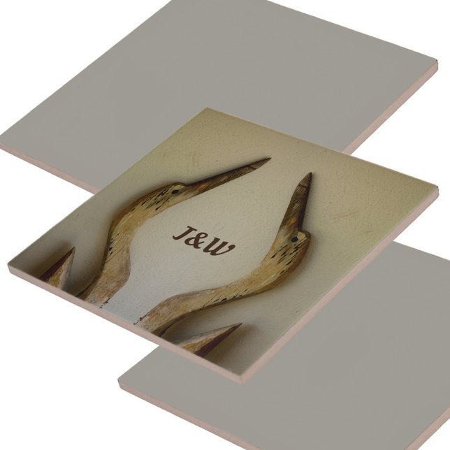 Azulejo De Cerâmica Dois Herões Atingidos com Iniciais Costeiros (Criador carregado)