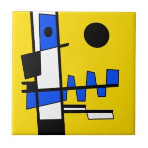 Azulejo De Cerâmica Dois Lados Da Etnicidade Amarelo Azul Preto Branco