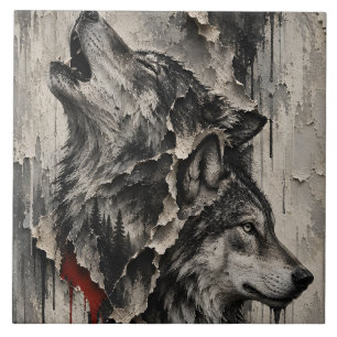 Azulejo De Cerâmica Dois Lobos, Um Coração