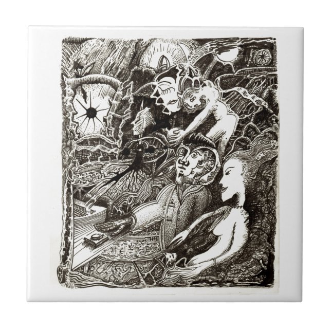 Azulejo De Cerâmica Dois mundos (Frente)