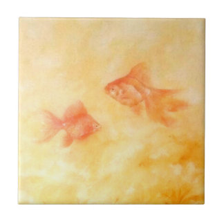 Azulejo De Cerâmica Dois Peixes Goldfish