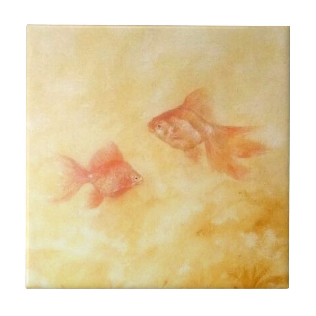Azulejo De Cerâmica Dois Peixes Goldfish (Frente)