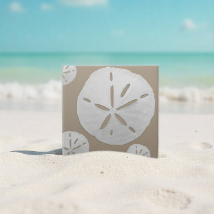 Azulejo De Cerâmica Dólar de Areia de Praia Tropical Bege e Branco Pro