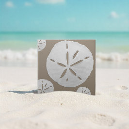 Azulejo De Cerâmica Dólar de Areia de Praia Tropical Bege Escuro e Bra
