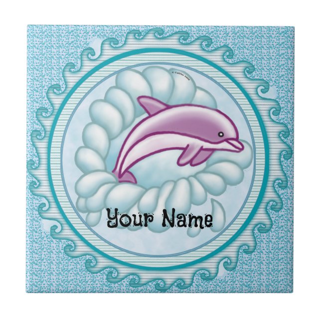 Azulejo De Cerâmica Dolphin Splash   (Frente)