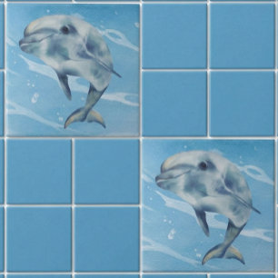 Azulejo De Cerâmica Dolphin Watercolor Beach Ocean