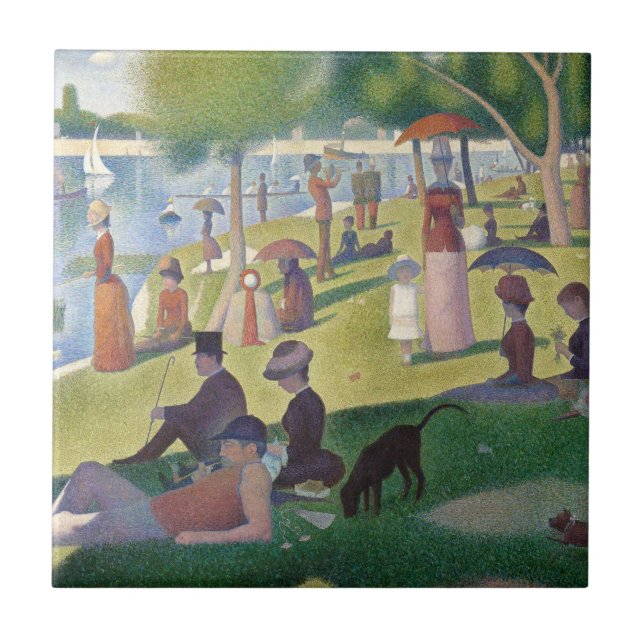 Azulejo De Cerâmica Domingo na pintura de La Grande Jatte Seurat (Frente)