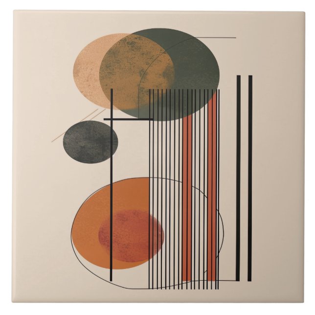 Azulejo De Cerâmica Domínio Geométrico do Século Médio de Simplicidade (Frente)