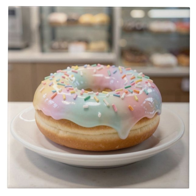 Azulejo De Cerâmica Donut de Revestimento de Vidro Pastel Caprichoso   (Frente)