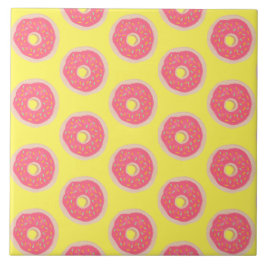 Azulejo De Cerâmica Donuts com Purpurina Rosa Tendência Padrão Diverti
