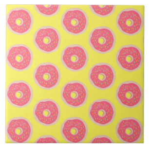 Azulejo De Cerâmica Donuts com Purpurina Rosa Tendência Padrão Diverti