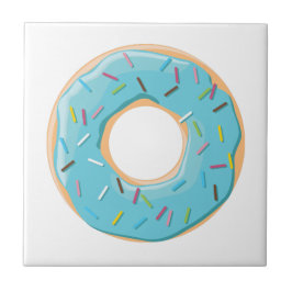 Azulejo De Cerâmica Donuts rosa azul e mordidas padrão chocolate